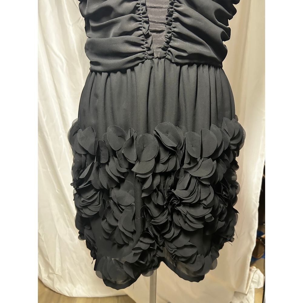Anthroi Myne Ashley Ann Black Strapless Petal Mini Dress Ruched Size 6 - Picture 6 of 6